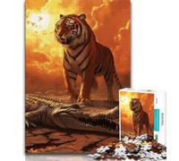 Jigsaw Puzzles for Teenagers 1000 Piece Tigers And Crocodiles 1000 Piece Jigsaw,Challenging Family Activity Games DIY Toy for Home Wall Decor Gifts (size 75x50cm)
