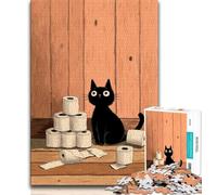 Jigsaw Puzzles for Teenagers 1000 Piece Toilet Paper Black Cat,Decompressing Intellectual Educational Toy Is Ideal As Gifts for The Whole Family (75x50cm)