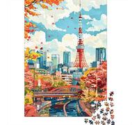 Jigsaw Puzzles for Teenagers 1000 Piece Tokyo Tower Fall Scenery Adult Jigsaw Fun Games Perfect Decoration Fun Activities at Home 38x26cm/1000pcs