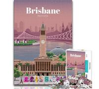 Jigsaw Puzzles for Teenagers 1000 Piece Travel to Brisbane,Help The Brain Exercise Addictive Toys to Cultivate Patience Gift For Birthdays (38x26cm)
