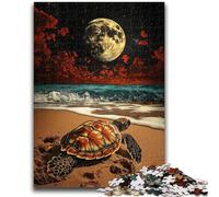 Jigsaw Puzzles for Teenagers 1000 Piece Turtle on The Beach Stress Reliever Difficult Challenge Suitable for Desktop Decoration 50x75cm