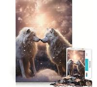 Jigsaw Puzzles for Teenagers 1000 Piece Two Wolves in Love Tight Fit Piece Logic Fun Toy Quiet Fun Play Birthday Art Play(38x26cm)
