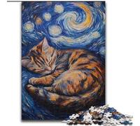 Jigsaw Puzzles for Teenagers 1000 Piece Van Gogh Night Sky Black Cat, Learning Educational Is Ideal As A Gift for The Whole Family (Size 26x38cm)
