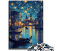 Jigsaw Puzzles for Teenagers 1000 Piece Venice Under The Night Sky Adult Puzzles,Staycation Kill Time with Matching Poster And Trivia Sheet (50x75cm)