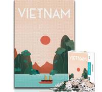 Jigsaw Puzzles for Teenagers 1000 Piece Vietnam Travel Poster,Educational Stress Relief Toy for Is Ideal As A Gift for The Whole Family (38x26cm)