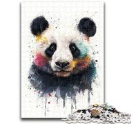 Jigsaw Puzzles for Teenagers 1000 Piece Watercolor Panda Puzzles,Family Game Stress Reliever Difficult Challenge Suitable for Couples (38x26cm)
