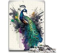 Jigsaw Puzzles for Teenagers 1000 Piece Watercolour Peacock Learning Educational Toys Family Games Educational Game for Birthday, Chrismas 26x38cm