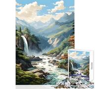 Jigsaw Puzzles for Teenagers 1000 Piece WaterFall Landscapes Paint Educational Toy Birthday Gifts Fun Games Fun at Home Activities, Size 38x52cm
