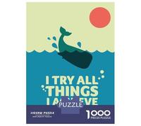 Jigsaw Puzzles for Teenagers 1000 Piece Whale Breaching with Motivational Text Teenager Puzzles Relax Games Hand Speed Race Fun Activities at Home 70x50cm/1000pcs