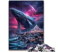 Jigsaw Puzzles for Teenagers 1000 Piece Whale on The Castle Toys Educational Games Stress Relieving Suitable for Desktop Decoration 26x38cm