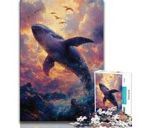 Jigsaw Puzzles for Teenagers 1000 Piece Whales at Sunset,learning Educational Toys Fun at Home Activities,Birthday Present,Travel Gifts 38x26cm