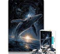Jigsaw Puzzles for Teenagers 1000 Piece Whales Under The Night Sky,for Educational Game Challenge Toy Deal As Gifts for The Whole Family 38x26cm