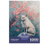 Jigsaw Puzzles for Teenagers 1000 Piece White Fox Cherry Blossom Adult Puzzles Hands-on Game For Family Fun Fun at Home Activities, 38x26cm/1000pcs