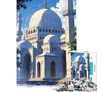 Jigsaw Puzzles for Teenagers 1000 Piece White Mosque Illustration Educational Games Toy Intellectual Game Great Gifts for Games A Work of Art (Size 38x26cm)