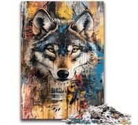 Jigsaw Puzzles for Teenagers 1000 Piece Wolf Art Stress Reliever Difficult Challenge Suitable for Desktop Decoration 26x38cm