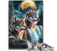 Jigsaw Puzzles for Teenagers 1000 Piece Wolf Under The Moon Educational Stress Relief Toy Parent-child Interaction for And Age 14 50x75cm