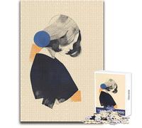 Jigsaw Puzzles for Teenagers 1000 Piece Woman with Blue Circle Unique Challenge Game Presents for Women Art Work Gift Size 38x52cm