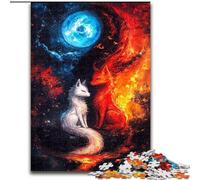 Jigsaw Puzzles for Teenagers 1000 Piece Yin Yang Fox, Help The Brain Exercise Addictive Toys to Cultivate Patience Enhance Memory (Size 50x75cm)
