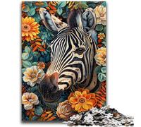 Jigsaw Puzzles for Teenagers 1000 Piece Zebra in The Flowers Challenging Game Toys Deal As Gifts for The Whole Family for Ages 14+ 50x75cm