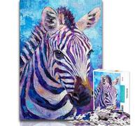 Jigsaw Puzzles for Teenagers 1000 Piece Zebra Oil Painting Teenager Puzzles,Stress Reliever Staycation Kill Time Home Decoration Toys (size 38x26cm)