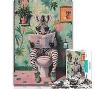 Jigsaw Puzzles for Teenagers 1000 Piece Zebra on The Toilet 1000 Piece Puzzle,Fun Games Wall Decoration Unique Birthday And Xmas Gifts (size 75x50cm)