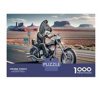 Jigsaw Puzzles for Teenagers 1000 Piece Zebra Riding Motorcycle in Desert Puzzles for Adults Toy Wall Decor A Work of Art Unique Birthday And Xmas Gifts 52x38cm/1000pcs
