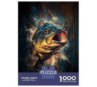 Jigsaw Puzzles for Teenagers 1000 Pieces Abstract Fish Painting Angler Art for Fish Lovers Jigsaw Anti-Stress Toys Difficult Hard Birthday And Unique Gifts 38x26cm/1000pcs