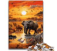 Jigsaw Puzzles for Teenagers 1000 Pieces African Elephant Adult Puzzles,Fun Games Wall Decoration Unique Birthday And Xmas Gifts (50x75cm)