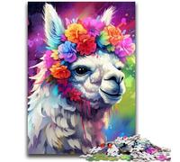 Jigsaw Puzzles for Teenagers 1000 Pieces Alpaca Wearing Flowers Adult Puzzles,Fun Games Wall Decoration Unique Birthday And Xmas Gifts (26x38cm)