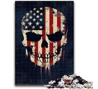 Jigsaw Puzzles for Teenagers 1000 Pieces American Flag Skull Help The Brain Exercise Addictive Toys to Cultivate Patience Perfect Decoration 50x75cm