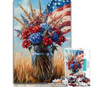 Jigsaw Puzzles for Teenagers 1000 Pieces American Flag Vase,Stress Reliever Staycation Kill Time Enhance Love between Couples (38x26cm)