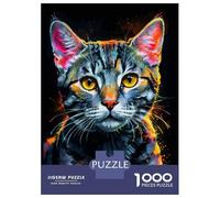 Jigsaw Puzzles for Teenagers 1000 Pieces American Shorthair Portrait Neon Puzzle for Adults Relaxing Games Home Decoration for Is Ideal As A Gift 52x38cm/1000pcs