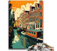 Jigsaw Puzzles for Teenagers 1000 Pieces AMSTERDAM CANALS Challenging To Complete But Fun And Humorous Birthday Present, Gifts, Wall Art (size 38x52cm)