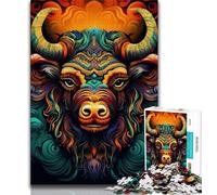 Jigsaw Puzzles for Teenagers 1000 Pieces Animal Buffalo Adult Puzzles,Relax Games Is Ideal As A Gift for The Whole Family (size 75x50cm)