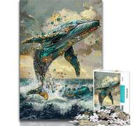 Jigsaw Puzzles for Teenagers 1000 Pieces Animal Whale Art,Toys Educational Games Stress Relieving Parent-child Interaction (38x26cm)