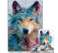 Jigsaw Puzzles for Teenagers 1000 Pieces Animal Wolf Art,Toys Educational Games Stress Relieving Parent-child Interaction (75x50cm)