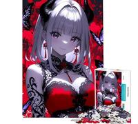 Jigsaw Puzzles for Teenagers 1000 Pieces Anime Girl with Devil Horns Educational Challenge Difficult Hard Brain Teaser Game for And from 14 Years And over (50x75cm)