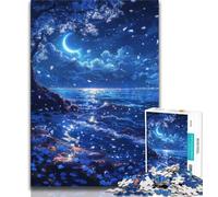 Jigsaw Puzzles for Teenagers 1000 Pieces Anime Night Beach Teenager Puzzles,Educational Family Game Suitable for Desktop Decoration 26x38cm