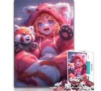Jigsaw Puzzles for Teenagers 1000 Pieces Anime Red Panda Girl 1000 Pieces for Teenagers,Learning Educational Toys Family Games Unique Birthday And Gifts (size 38x26cm)