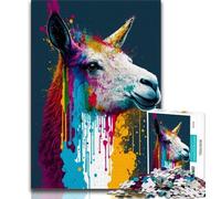 Jigsaw Puzzles for Teenagers 1000 Pieces Art Neon Alpaca Adult Jigsaw,Staycation Kill Time with Fully Interlocking Randomly Shaped Pieces 26x38cm