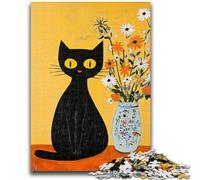 Jigsaw Puzzles for Teenagers 1000 Pieces Artistic Abstract Black Cat Suitable for People Aged 14 And Above Educational Game Challenge Toy Gift For Birthdays 50x75cm