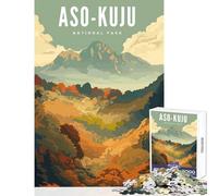 Jigsaw Puzzles for Teenagers 1000 Pieces Aso Kuju National Park Adult Jigsaw Puzzles Precision Cutting Help The Brain Exercise Great Gifts for Gaming (38x26cm)