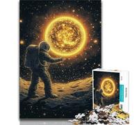 Jigsaw Puzzles for Teenagers 1000 Pieces Astronaut in Outer Space Teenager Puzzles,Educational Family Game Suitable for Desktop Decoration 26x38cm