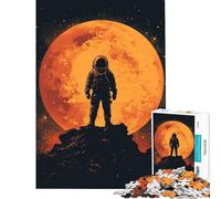 Jigsaw Puzzles for Teenagers 1000 Pieces Astronaut on A Planet with Moon for Birthday, Chrismas Wall Decoration Brain Teaser Game for And from 14 Years And over (50x75cm)