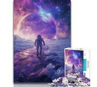 Jigsaw Puzzles for Teenagers 1000 Pieces Astronaut on The Moon,Toys Educational Games Stress Relieving Parent-child Interaction 50x75cm
