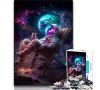 Jigsaw Puzzles for Teenagers 1000 Pieces Astronaut Sitting on The Moon 1000 Piece Jigsaw,Artistic Wall Decor & Birthday Gift Idea for Friends, Home Office 75x50cm