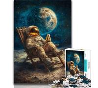 Jigsaw Puzzles for Teenagers 1000 Pieces Astronaut Sitting on The Moon,Educational Games Home Decoration Birthday Present,Gifts,Wall Art (75x50cm)