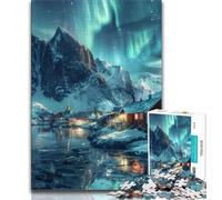 Jigsaw Puzzles for Teenagers 1000 Pieces Aurora Cabin,Help The Brain Exercise Addictive Toys to Cultivate Patience Perfect Decoration 38x26cm