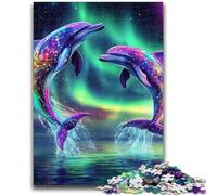 Jigsaw Puzzles for Teenagers 1000 Pieces Aurora Dolphin Educational Game Challenge Toy Wall Decoration Unique Birthday And Xmas Gifts 50x75cm
