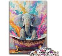 Jigsaw Puzzles for Teenagers 1000 Pieces Baby Elephant Taking A Bath Teenager Puzzles,Educational Family Game Suitable for Desktop Decoration (26x38cm)
